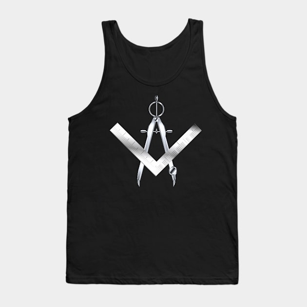 Masonic Styled Drafting  Square and Compass Tank Top by geodesyn